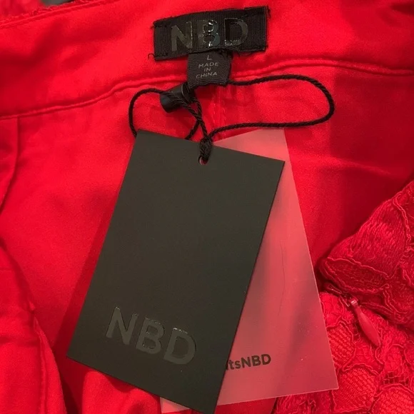 NBD High Rise Red Lace Pants with Frayed Hemline NEW! - Picture 6 of 8